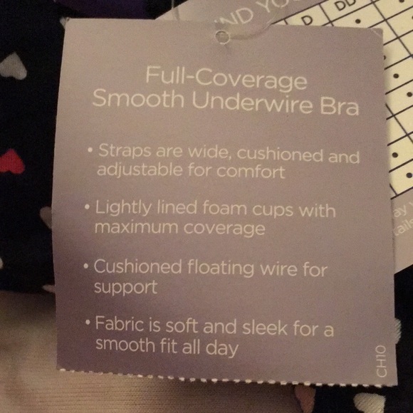 Catherines Small Hearts Full Coverage Underwire Bra Plus Size 50C - Picture 6 of 9